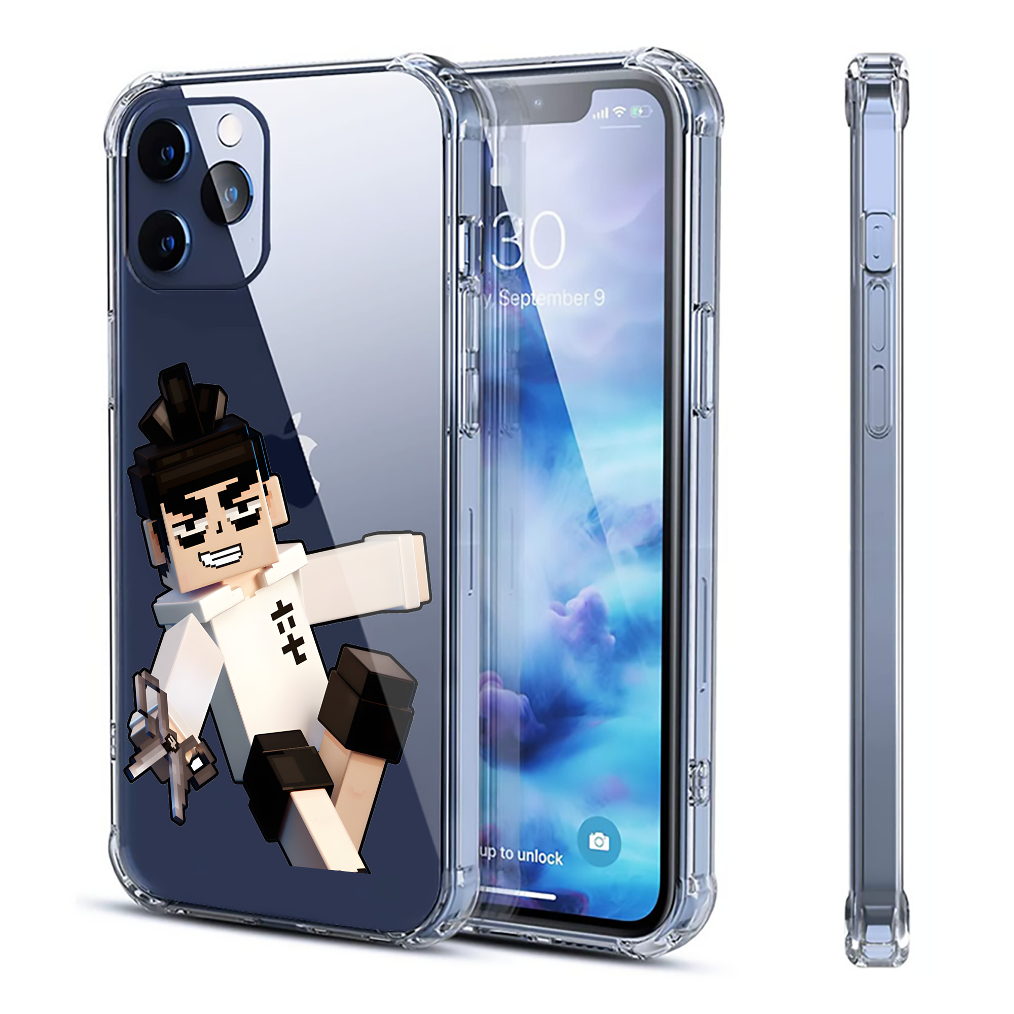 （画像用） マインクラフト ブロックの世界 Minecraft MC Block world 【iPhone 12シリーズ対応】透明スマホケース（クリアソフトケース）